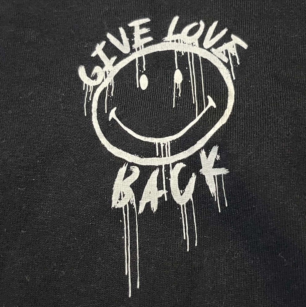 Smiley X H&M Cotton Black Long Sleeve Graphic Tee Size Xs - Picture 3 of 6